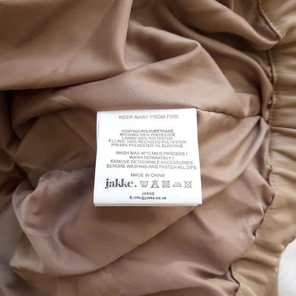 FINAL ⬇️ Jakke. | Poppy Vegan Leather Puffer Jacket in Biscuit Tan - Picture 7 of 8